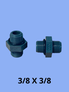 Dubbele Nippel, pvc, 3/8 x 3/8 met O-ring (2 Stuks)