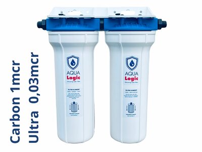AQUA Logic - Inline Duo 3/8 - Carbon + Ultra Full-Size - 0,03mcr - 10 INCH - Gen2 - (built-in water filter)